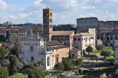 Roma, İtalya - 17 Şubat 2022: Roma, İtalya 'daki eski kentin panoraması
