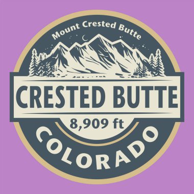 Abstract stamp or emblem with the name of Crested Butte, Colorado, vector illustration