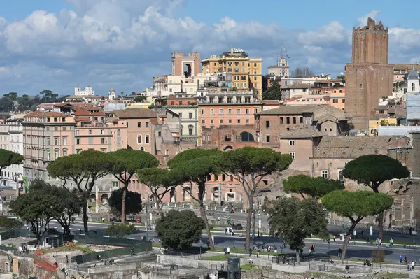 Rome, Italy - February 16, 2022: historic buildings at Old town in Rome, Italy