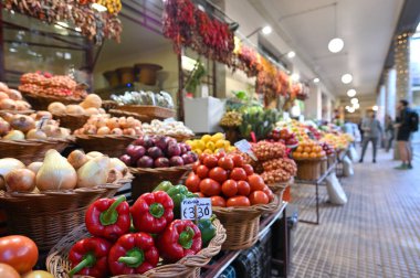 Funchal, Madeira, November 29, 2022: Farmers market (Mercado dos Lavradores) at Funchal, Madeira island, Portugal