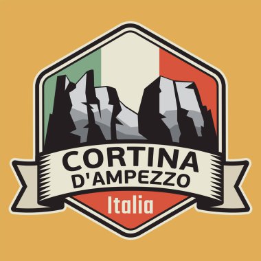 Abstract stamp or emblem with the Cortina, Dolomiti, Italy, vector illustration clipart