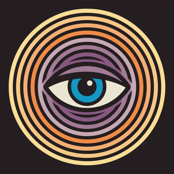 Carimbo Emblema Abstrato Com Olho Humano Abstrato Ilustração Vetorial — Vetor de Stock