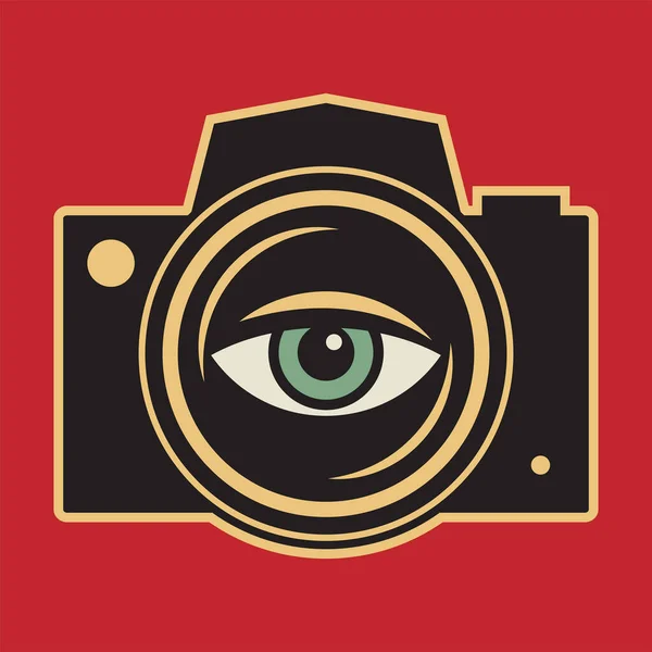 Abstrakt Stämpel Eller Emblem Med Abstrakt Camera Lens Eye Vektor — Stock vektor