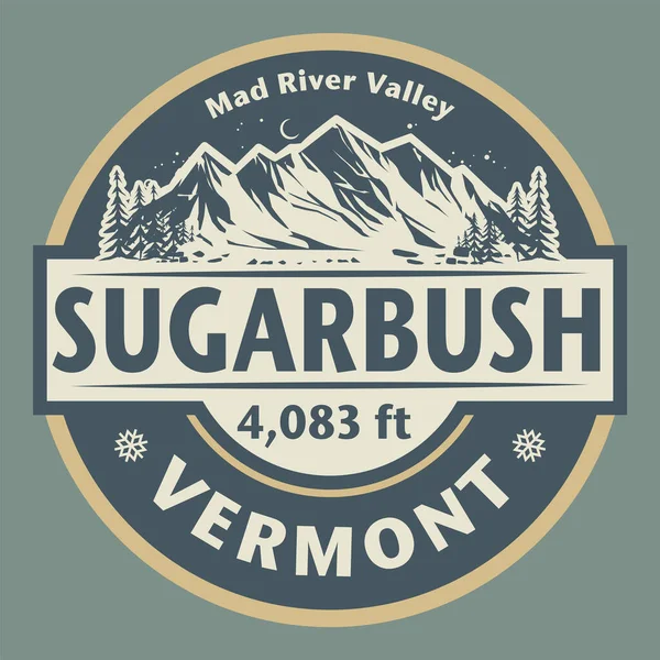 Timbro Astratto Emblema Con Sugarbush Vermont Illustrazione Vettoriale — Vettoriale Stock