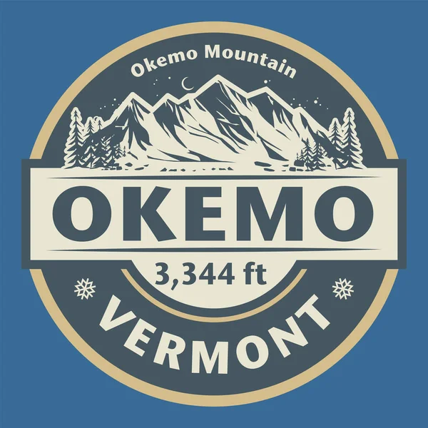 Timbro Astratto Emblema Con Okemo Vermont Illustrazione Vettoriale — Vettoriale Stock