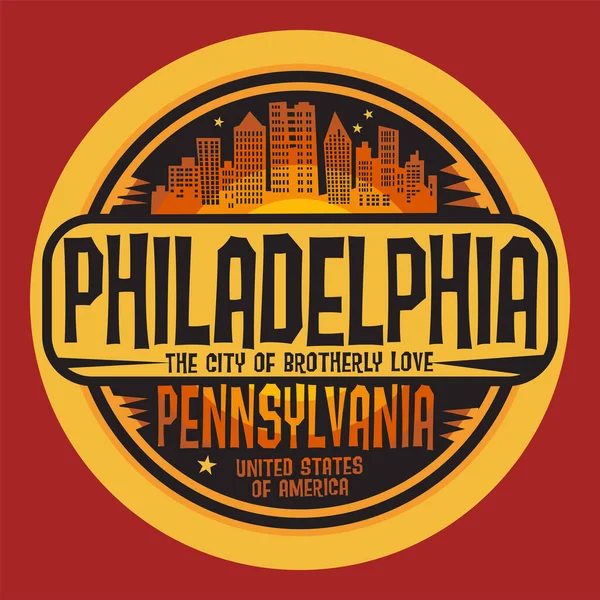 Selo Abstrato Emblema Com Filadélfia Pensilvânia Ilustração Vetorial — Vetor de Stock