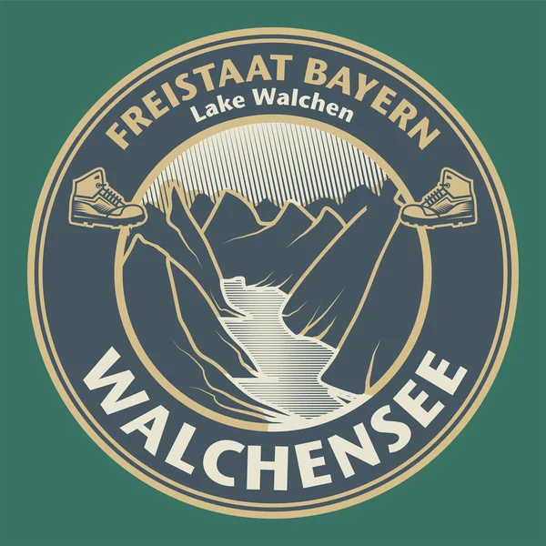 Abstrakte Marke Oder Emblem Mit Dem Walchensee Bayern Deutschland Vektorabbildung — Stockvektor
