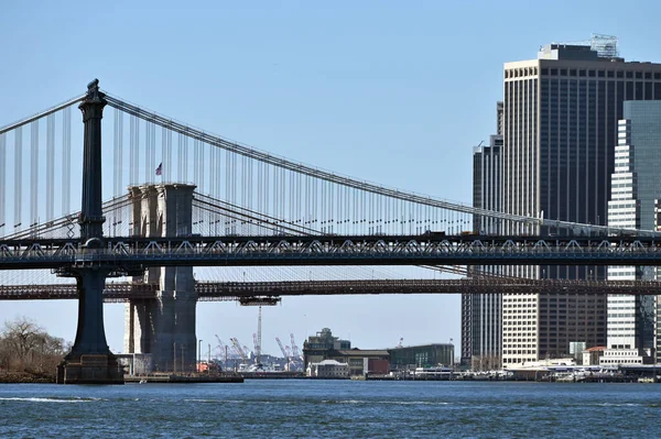 Ciudad Nueva York Febrero 2023 Vista Los Puentes Sobre East — Foto de Stock