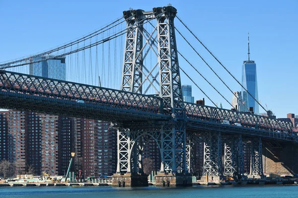 Ciudad Nueva York Febrero 2023 Vista Puente Williamsburg Puente Colgante — Foto de Stock