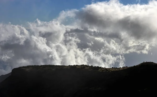 stock image Landscape of beautiful cloudscape above mountains, Madeira Island, Portugal. Rainy day