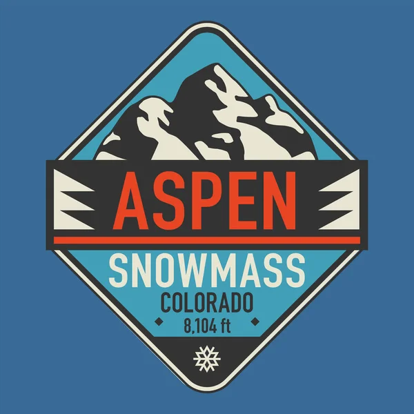 Timbro Astratto Emblema Con Aspen Nome Colorado Illustrazione Vettoriale — Vettoriale Stock