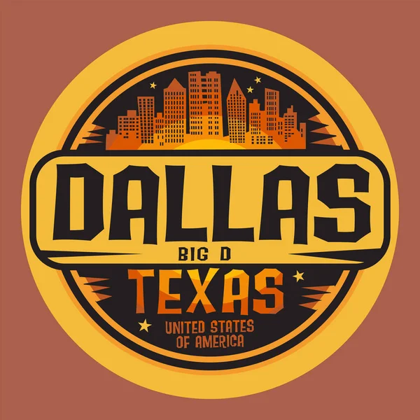 Abstrakte Marke Oder Emblem Mit Dem Namen Dallas Texas Vektorillustration — Stockvektor