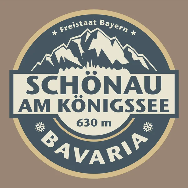 带有德国巴伐利亚Schonau Konigssee名称和矢量图解的邮票或徽章 — 图库矢量图片