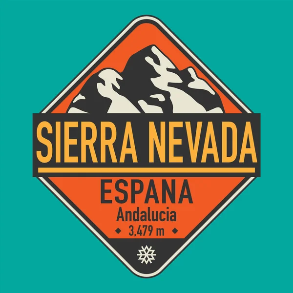 Selo Emblema Abstrato Com Nome Sierra Nevada Espanha Ilustração Vetorial —  Vetores de Stock