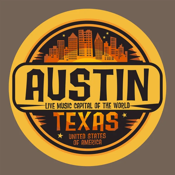 Selo Emblema Abstrato Com Nome Austin Texas Ilustração Vetorial — Vetor de Stock