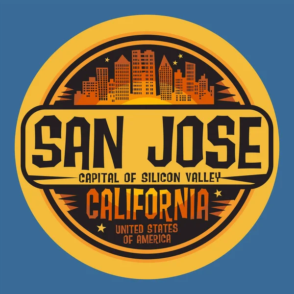 Abstrakte Marke Oder Emblem Mit Dem Namen San Jose Kalifornien — Stockvektor