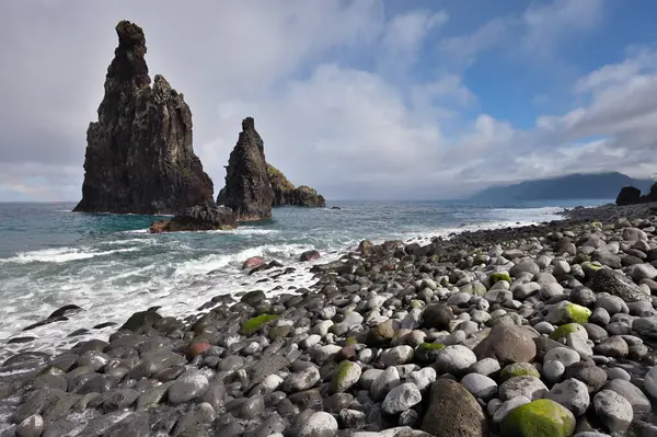 Volcanic Rocks Formations Atlantic Ocean Cost Ribeira Janela Porto Moniz — 스톡 사진