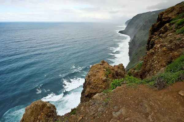 View Rocks Island Madeira Atlantic Ocean Red Earth Rocks — стоковое фото