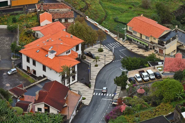 stock image Madeira, December 01, 2022: Porto Moniz - small town on Atlantic ocean shore, aerial view at Madeira island, Portugal