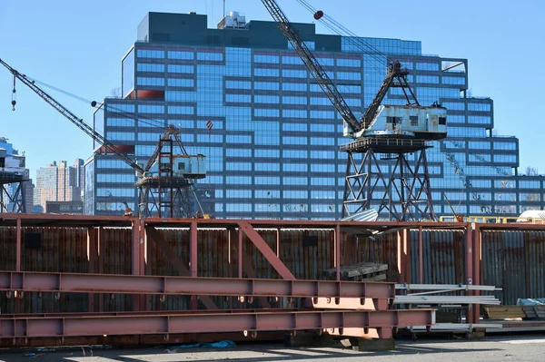 Nova Iorque Fevereiro 2023 Zona Industrial Guindastes Portuários Wallabout Bay — Fotografia de Stock