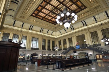 Hoboken, ABD - 15 Şubat 2023: Hoboken Terminali, Hoboken, New Jersey, ABD