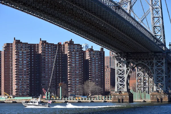 Нью Йорк Февраля 2023 Года Вид Вильямсбургский Мост Подвесной Мост — стоковое фото