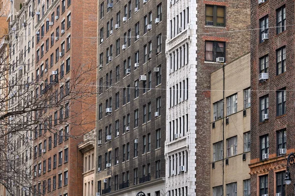 New York Février Climatiseurs Sur Façade Maison Manhattan Février 2023 — Photo