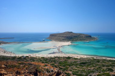 Yunanistan, Girit 'teki Balos plajı. Balos plajı Girit adasındaki ünlü plajlardan biridir..