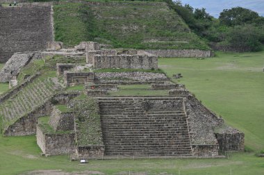 Oaxaca, Monte Alban, Meksika - 10 Temmuz 2023: Eski Zapotec kalıntıları, Monte Alban, Meksika