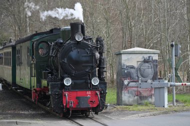 Rugen, Almanya - 13 Nisan 2023: Rugen Adası, Almanya 'da dar ölçülü bir demiryolu treni