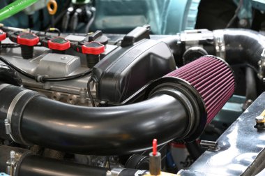 Süper şarjlı spor araba motoru - araba hava filtresi