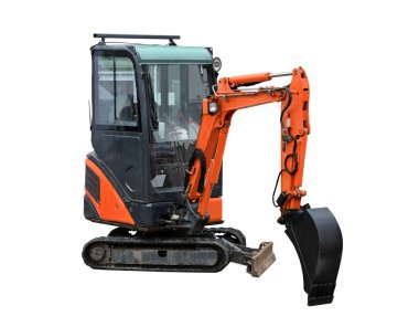 İzole kazıcı. İnşaat ağır makinesi: kazıcı beyaz arkaplanda izole edildi