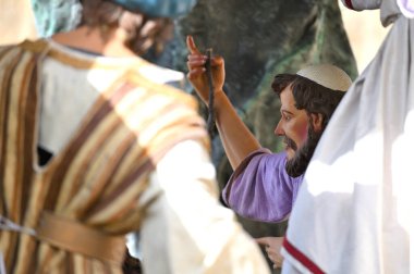 Valletta, Malta - 25 Aralık 2023: Beytüllahim doğum sahnesi Malta adasının başkenti Valletta 'nın caddesinde tıkandı.