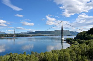 The Halogaland Bridge is a suspension bridge that crosses the Rombaksfjord in Narvik municipality. It is the second longest bridge in Norway. clipart