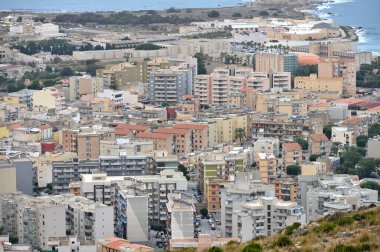 Trapani, İtalya - 28 Ekim 2023: Sicilya, İtalya 'da Trapani şehri panoraması