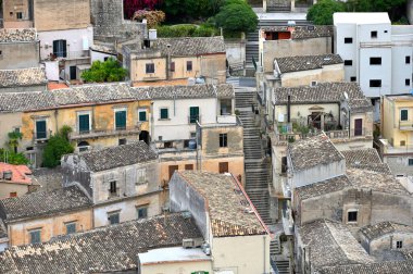 Modica, İtalya - 01 Kasım 2023: Sicilya 'nın Modica şehrinin barok şehri.