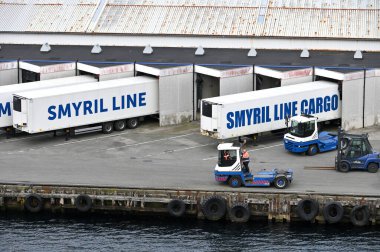 Thorshavn, Faroe Islands, Denmark - July 24, 2024: Port of Thorshavn city, capital of The Faroe Islands. Urban scene of scandinavian city. clipart