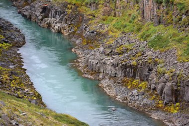 Studlagil basalt canyon in East Iceland. The canyon is located in the upper part of Jokuldalur Valley in East Iceland clipart