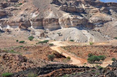 Umman Sultanlığı 'ndaki dağlar, Hajar Dağları, Arap Yarımadası Günbatımı ve