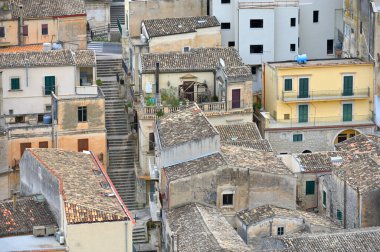 Barok şehri Modica 'nın çatıları, Sicilya, İtalya