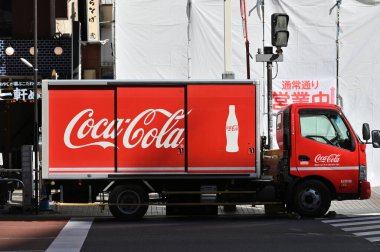 kyuoto, Japan - February 02, 2025: Coca-Cola truck in Kyoto, Japan. Coca-Cola Company is a beverage company