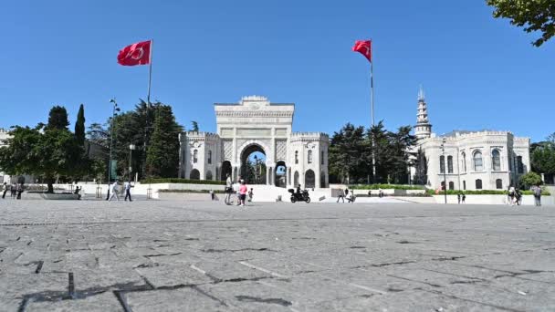 Istanbul Turkey Wrzesień 2023 Historyczna Brama Wejściowa Historycznego Uniwersytetu Stambule — Wideo stockowe