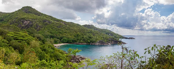 Blick Auf Den Strand Anse Major Mahe Seychellen Vom Point — Stockfoto
