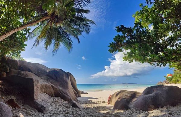 Entrance Beach Anse Georgette Praslin Seychelles — стокове фото