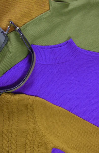 Mezcla Pullovers Brillantes Vívidos Moda Invierno — Foto de Stock