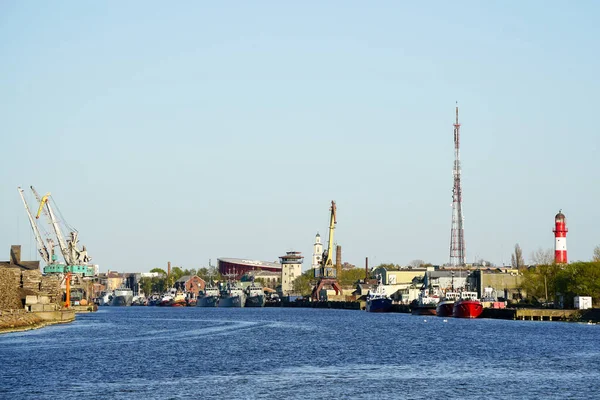 Liepaja Latvia 2023 Colorful View Harbor Channel City Skyline Blue — Stock Photo, Image