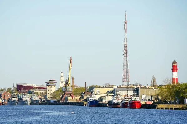 Liepaja Latvia 2023 Colorful View Harbor Channel City Skyline Blue — Stock Photo, Image