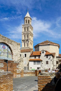 Split, Croatia - September 20, 2024: The Saint Domnius Cathedral, view from Triclinum, former dining room in Diocletians Palace, old town of Split clipart