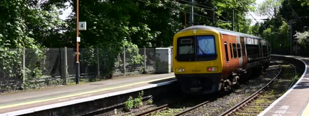 Wide Screen Panoramic Anamorphic Video Electric Electrified Railway Train Passing — Stock Video