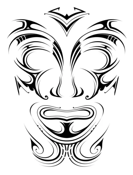 Maschera Guerriera Stile Polinesiano Buono Progettazione Stampa — Vettoriale Stock